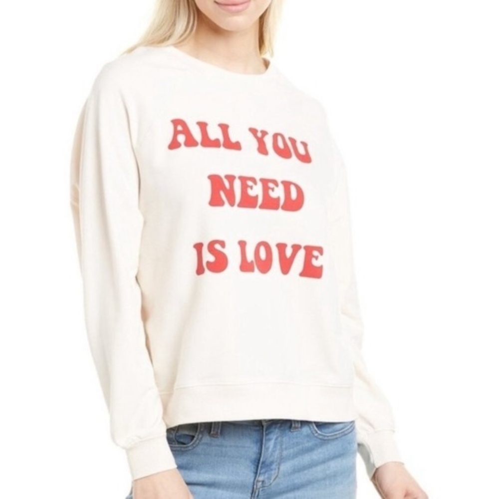 Wildfox All You Need is Love Graphic Crewneck Sweatshirt Small